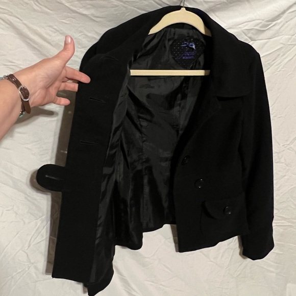 Sz S Jack by BB Dakota hip length black jacket pea coat - Picture 7 of 10